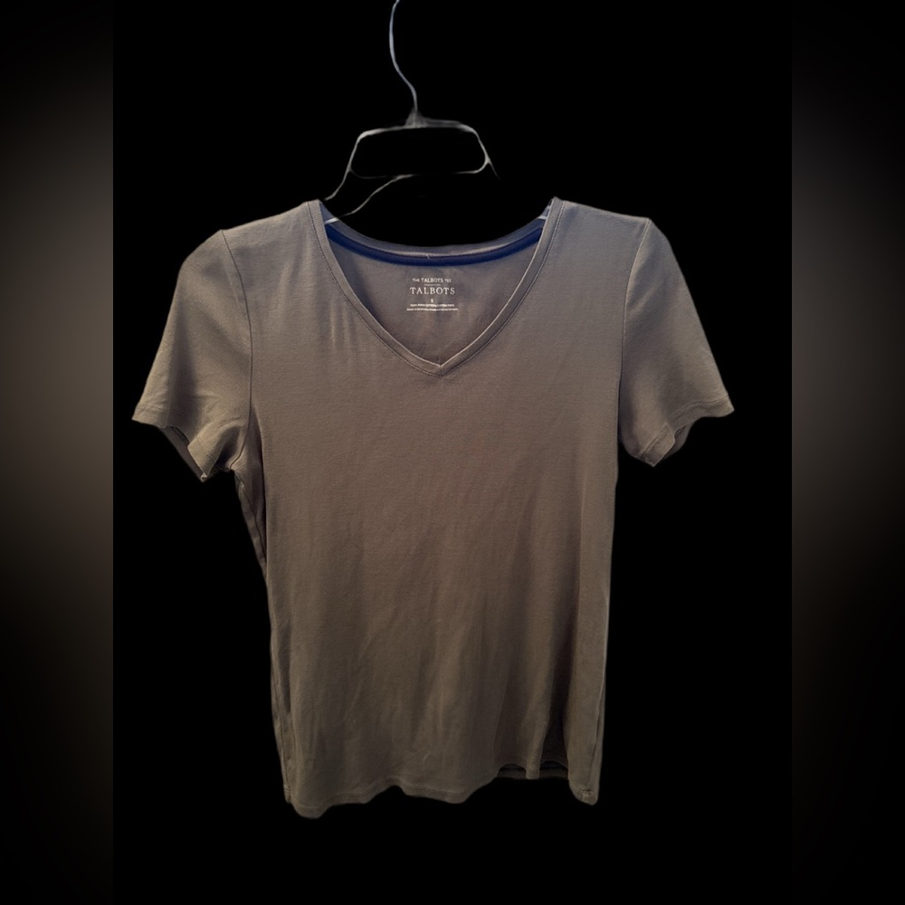 Talbots Women's Classic Olive V-Neck Tee